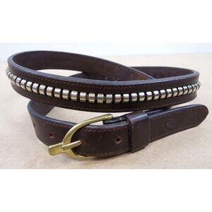 Horze Equestrian Dk Brown Leather Belt with Silver Studs and Brass‎ Buckle 95 cm